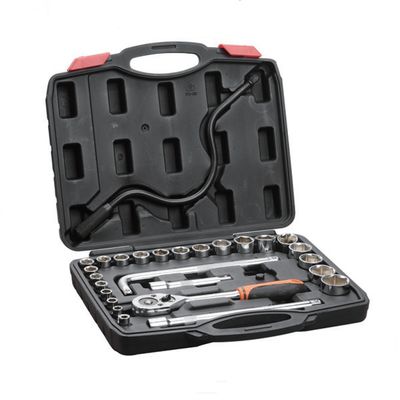 27-Piece Socket Wrench Set: CR-V, Versatile for Auto & Mechanical Repairs