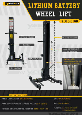 Lithium Battery Powered Wheel Lift with 200LB Lift Capacity and Ball Screw Mechanism